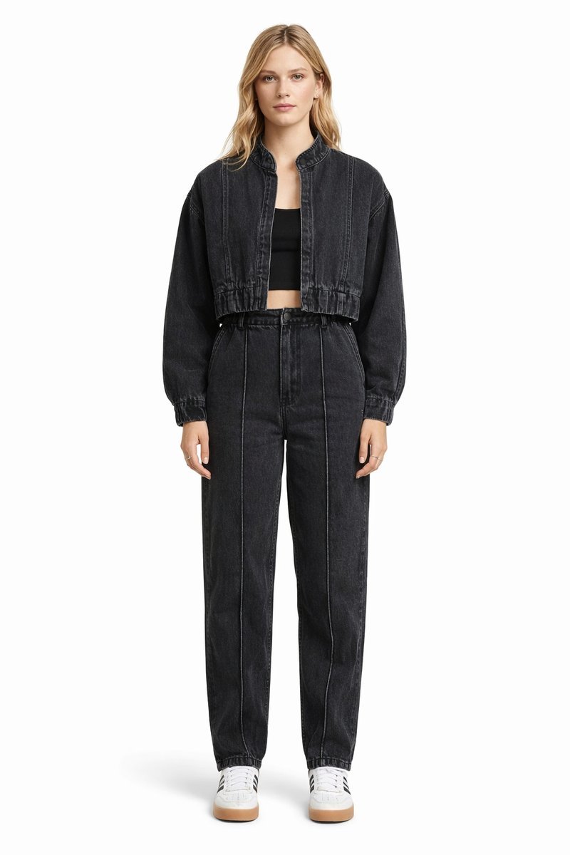 ADIDAS CZARNE JEANSY DŁUGIE PROSTE DAMSKIE Z ZAPINANYMI KIESZENIAMI 24 I1D