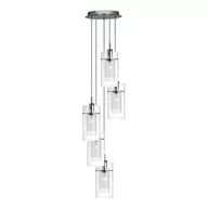 Lampy sufitowe - Duo I lampa wisząca 5-punktowa srebrna satyna/przeźroczysta 2305-5 - miniaturka - grafika 1