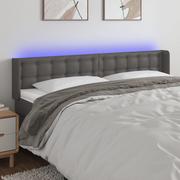 Inne meble do sypialni - Lumarko Zagłówek do łóżka z LED, szary, 163x16x78/88 cm, sztuczna skóra - miniaturka - grafika 1