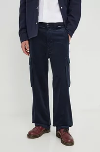 G-Star Raw spodnie sztruksowe kolor granatowy proste - Spodnie męskie - miniaturka - grafika 1