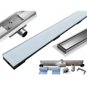 Odpływy liniowe - Mexen Flat Odpływ Liniowy 100 CM Szklany Biały - miniaturka - grafika 1
