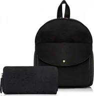Plecaki - Paolo Peruzzi Zestaw plecak i portfel czarny vintage PAOLO PERUZZI ZUP-23-BL - miniaturka - grafika 1