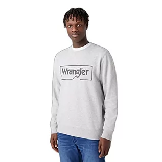 Bluzy męskie - Wrangler Męska bluza z logo Crew, MID Grey Melee, rozmiar XXL - grafika 1