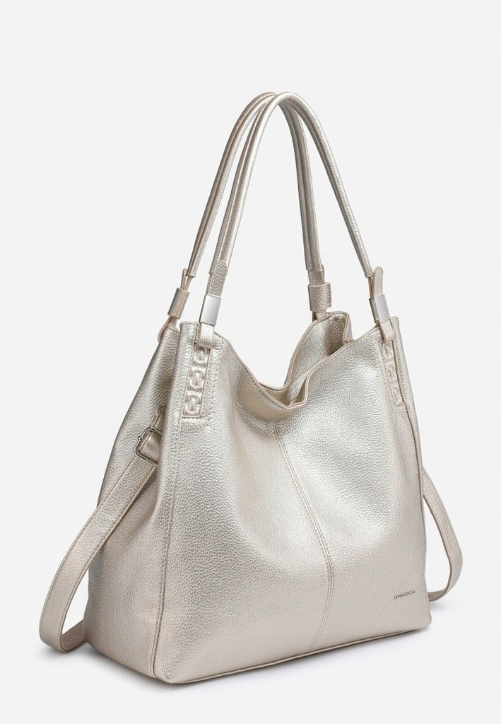 Złota Torebka Damska Worek Shopper na Ramię LUIGISANTO Skóra Ekologiczna