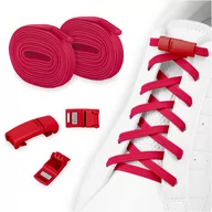 Akcesoria obuwnicze - Elastyczne sznurówki do butów bez wiązania czerwone zapinki na magnes 100cm - miniaturka - grafika 1