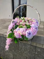 Świece - Kosz świec pudrowych kwiatów Lilak flower box świec sojowych - miniaturka - grafika 1