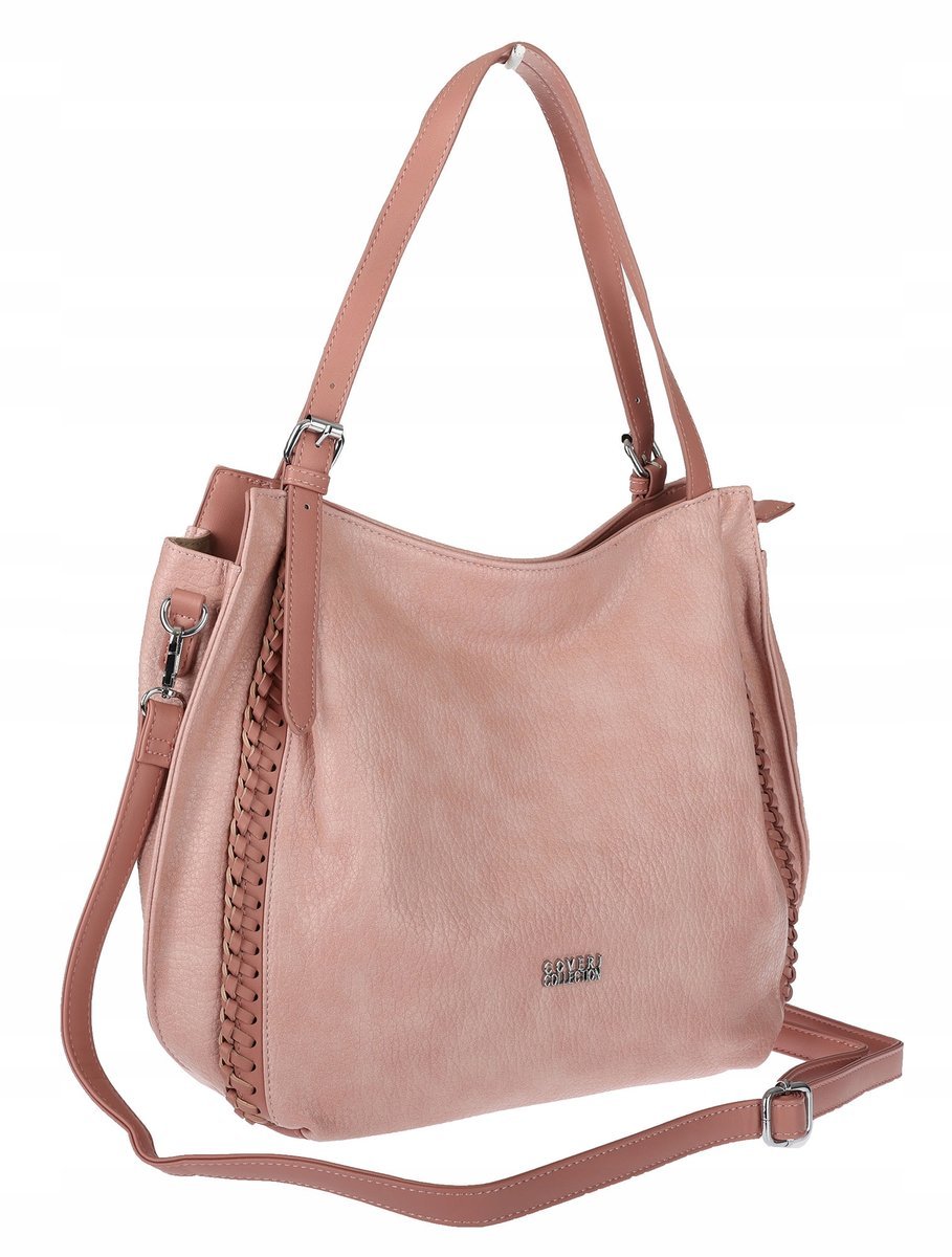 Torebka Damska shopper worek włoska marka coveri collection A4 6702 różowa
