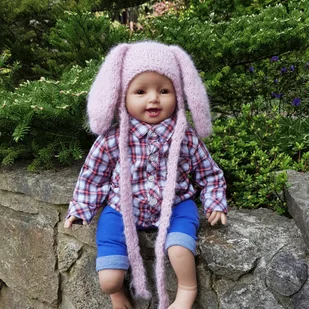 Czapka Króliczek Pudrowy róż alpaka/merynos - Czapki dla dzieci Czapka Króliczek Pudrowy róż alpaka/merynos - Czapki dla dzieci - miniaturka - grafika 1