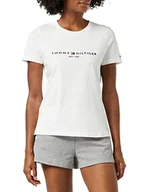 Koszulki i topy damskie - Tommy Hilfiger damskie Heritage Hilfiger C-nk Reg Tee S/S dzianinowe topy, Biały i niebieski, XL - miniaturka - grafika 1