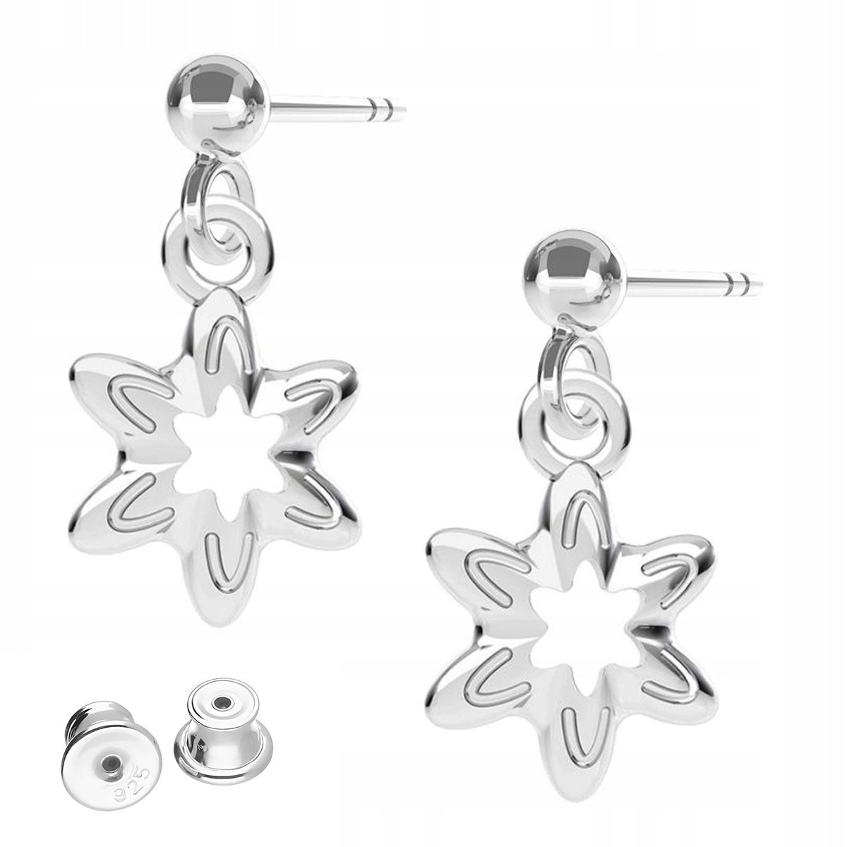 Kolczyki Srebrne Wkrętki z Gwiazdami Gwiazdy Gwiazdki Kosmos SREBRO 925
