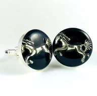 Spinki do mankietów i krawatów - SPINKI - Golden horse - Black - dla miłośników koni - miniaturka - grafika 1