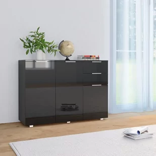 Szafka na wysoki połysk, czarna, 107 x 35 x 76 cm - Szafki do salonu - miniaturka - grafika 1