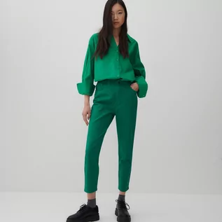 Spodnie damskie - Reserved Bawełniane spodnie - Zielony - grafika 1