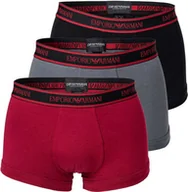 Majtki męskie - EMPORIO ARMANI bokserki męskie 3-pak - kąpielówki, spodenki, elastyczna bawełna czarny/czerwony/szary S - miniaturka - grafika 1
