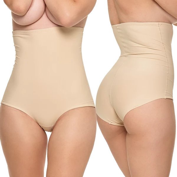 Majtki Damskie Figi Modelujące Wysoki Stan Bikini Laserowo Cięte Moraj 3Xl Beige
