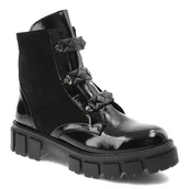 Botki damskie - Czarne Botki Karino Damskie Modne Obuwie Jesienne - miniaturka - grafika 1