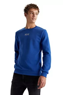 Swetry męskie - DeFacto Sweter z długim rękawem męski - okrągły dekolt bluza męska (saks, XL), Sax, XL - grafika 1