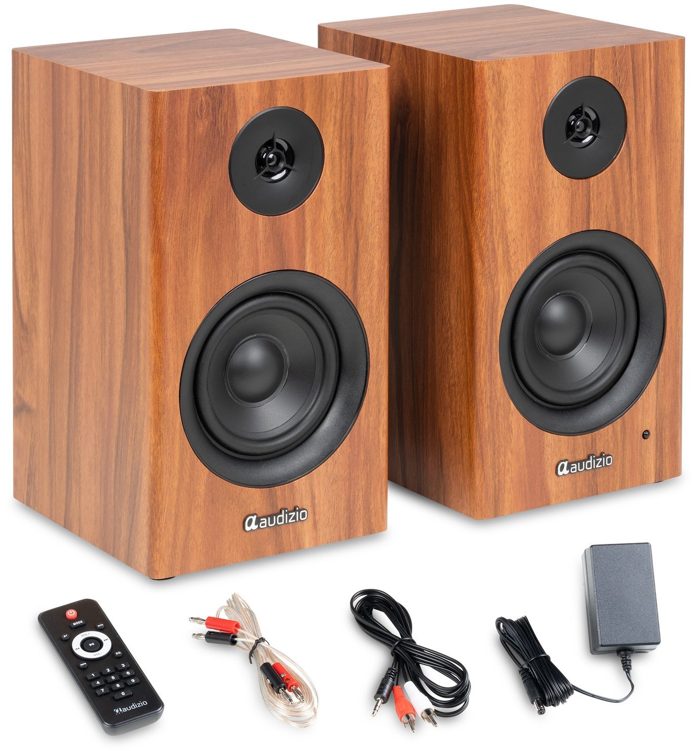 Audizio Aktywny zestaw głośników półkowych 60W BT brązowy BS15 one size