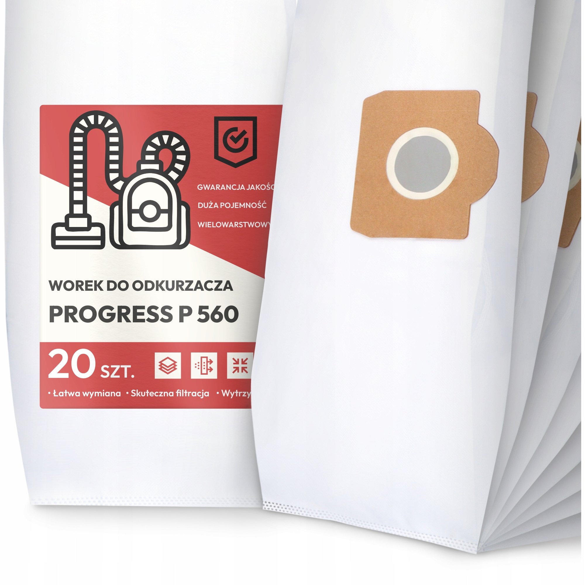 20x Worek do Odkurzacza Progress P 560 Syntetyczny Pojemny Odporny Worki
