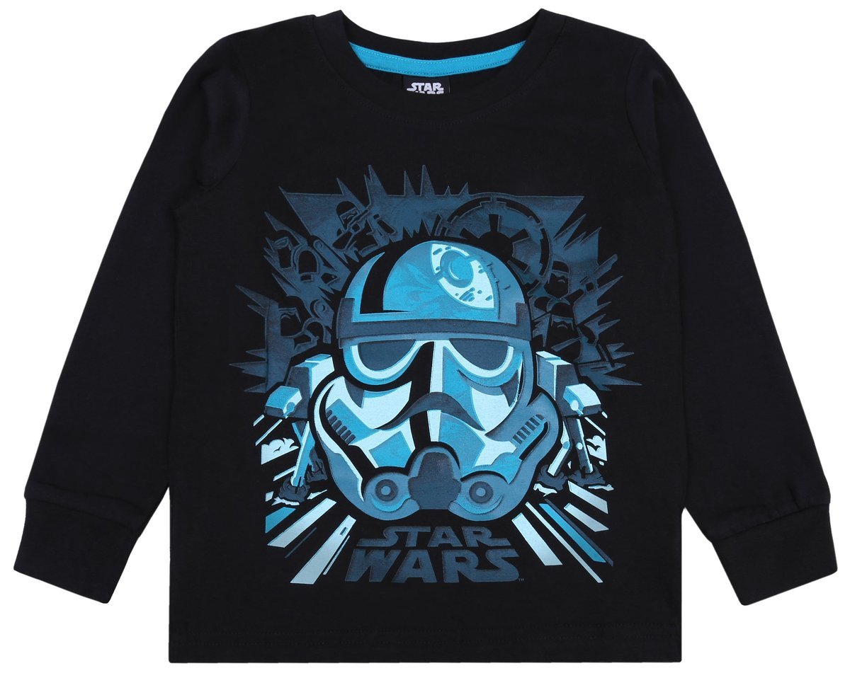 Czarna Bluzka Na Długi Rękaw, Z Nadrukiem Szturmowca