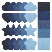 Inne - TEMU 25 szt. Naszywek do Dżinsów na Prasę - 5 Żywe Kolory (Niebieski, Dżinso, Gwiazdy, i Więcej), Mocne Kleje dla Łatwej Naprawy i Dekoracji, Idealne - miniaturka - grafika 1