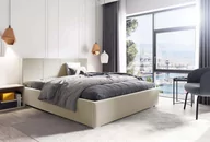 Łóżka - Łóżko tapicerowane pikowane Katia 120x200 Beżowe - miniaturka - grafika 1