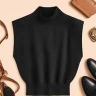 Swetry damskie - TEMU Kobiecy Elegancki Czarny Golf - Miękki Krótki Rękaw Raglan, X-Silhouette Jednokolorowa Koszula na Wiosnę Jesień, Od Casualu do Formalnego - miniaturka - grafika 1