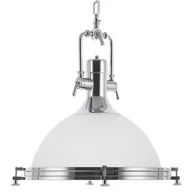 Lampy sufitowe - Beliani Lampa wisząca szklana biało-srebrna EBRON - miniaturka - grafika 1
