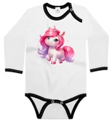 Body dla niemowląt - Body dziecięce Wesoły Różowy Fioletowy Jednorożec Dla Dziewczynki 74/80 - miniaturka - grafika 1