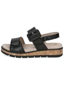 Sandały damskie - Caprice Skórzane sandały w kolorze czarnym na koturnie - miniaturka - grafika 1