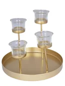 Świeczniki - Świecznik metalowy złoty na cztery świeczki - miniaturka - grafika 1