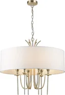 Lampy sufitowe - LAMPA WISZĄCA Las Vegas okrągła z białym abażurem, złote wykończenie, styl glamour - miniaturka - grafika 1
