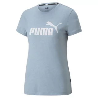 Koszulki sportowe damskie - Damska Koszulka PUMA ESS LOGO HEATHER TEE BLUE WASH 58687679 – Niebieski - grafika 1