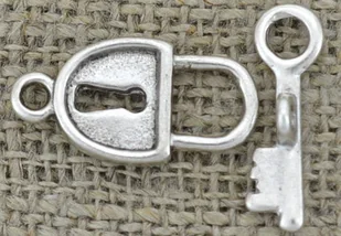 [31505] Zapięcie ozdobne kłódka kolor srebrny 2szt - Półfabrykaty do biżuterii - miniaturka - grafika 1