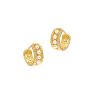 Biżuteria dla dzieci - Srebrne pozłacane kolczyki 925 perełki z cyrkoniami - miniaturka - grafika 1