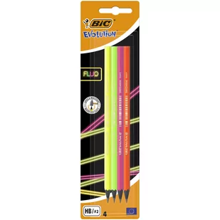 BIC Ołówek Evolution Fluo HB bez gumki 4 sztuki - Przybory szkolne - miniaturka - grafika 2