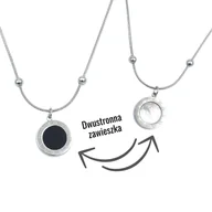 Naszyjniki - Naszyjnik z Dwustronną Zawieszką Srebrny Zegar - Stal Chirurgiczna - miniaturka - grafika 1