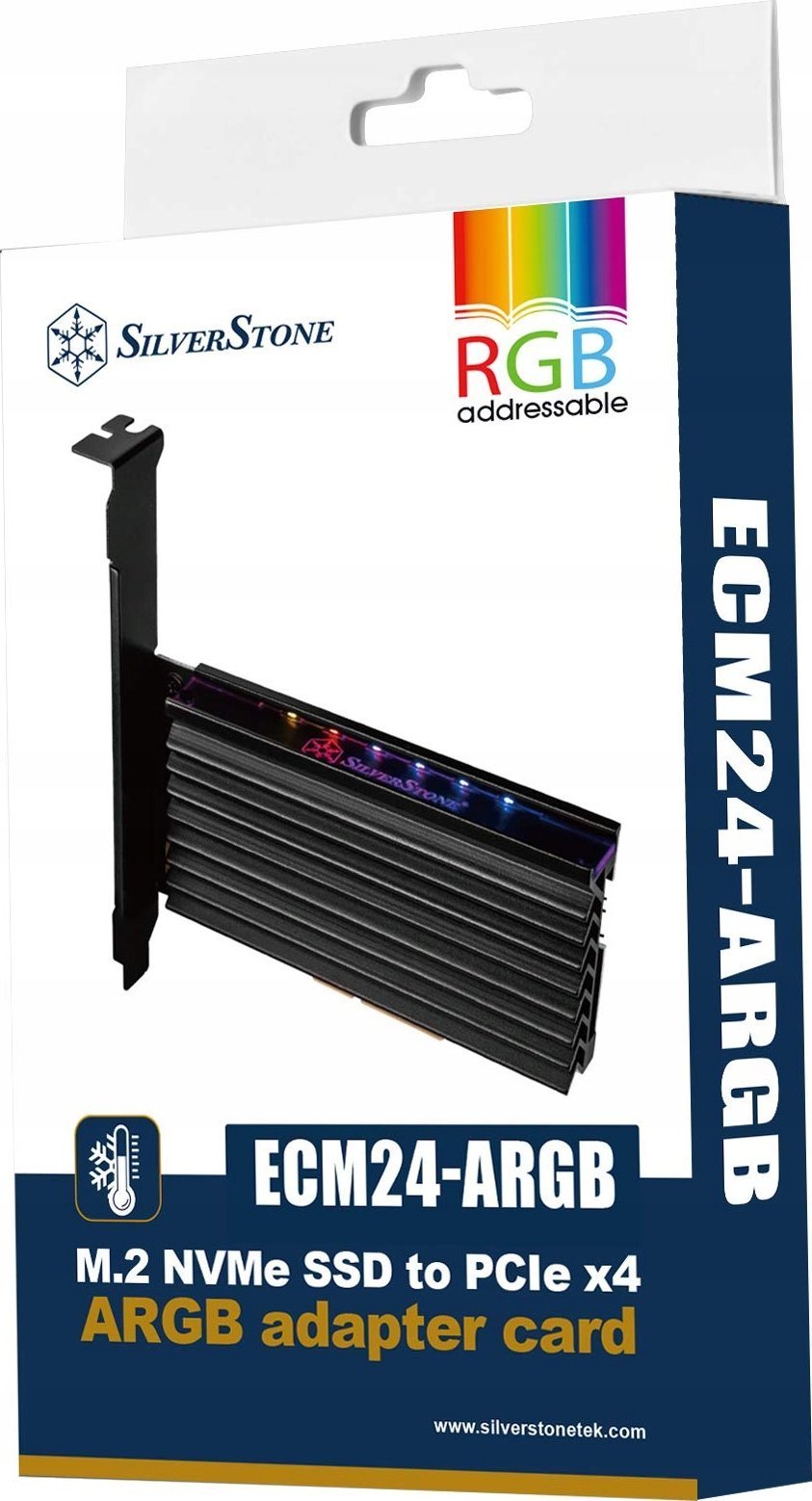 SilverStone SilverStone SST-ECM24-ARGB - PCI-E Gen4 Erweiterungskarte zu M.2 NGFF - mit Kühler, ARGB