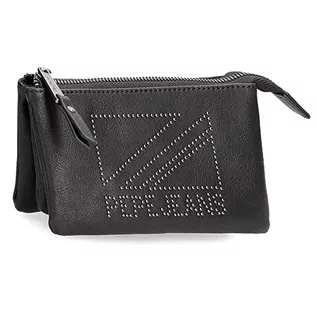 Portfele - Pepe Jeans Donna czarna kosmetyczka 17,5 x 9,5 x 2 cm sztuczna skóra, czarno-biała, kosmetyczka, czarny/biały, Kosmetyczka do torebki - grafika 1