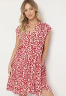 Sukienki - Czerwona Bawełniana Sukienka o Rozkloszowanym Kroju Oversize Liravina - miniaturka - grafika 1