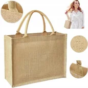 Torby męskie - TORBA JUTOWA Z JUTY EKO NA ZAKUPY PIKNIK PLAŻE PREZENT LAMINOWANA - miniaturka - grafika 1