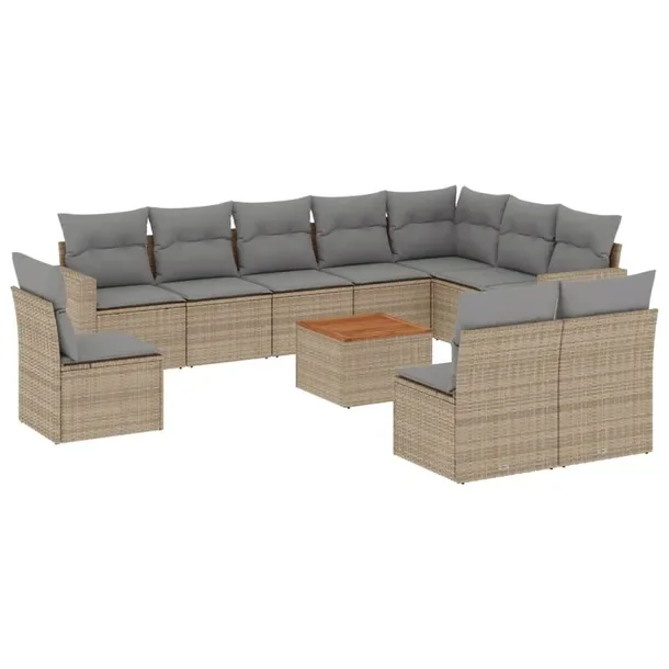 Zestaw mebli ogrodowych modułowych, beżowy, rattan PE, wymiary 65,5x62x69
