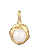 Wisiorki - Elli PREMIUM Damski wisiorek okrągły organiczny z perłą hodowlaną słodkowodną z pozłacanego srebra próby 925 Sterling Silver Wisiorki 1 ct - miniaturka - grafika 1