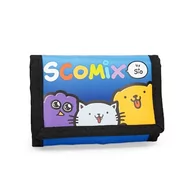 Portfele - Comix Scomix by Sio Scottecs portfel z praktycznym zapięciem na rzep, portmonetka z kieszenią zewnętrzną i przegrodami wewnętrznymi, pomysł na prezent dla dzieci i nastolatków, 13 x 8,5 cm, niebieski, - miniaturka - grafika 1
