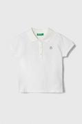 Koszulki dla chłopców - United Colors of Benetton polo dziecięce kolor biały gładki - miniaturka - grafika 1