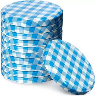 Metalowe wieczka do słoików Virbo 10 szt. 82mm "Niebieska Krata" - Pojemniki kuchenne - miniaturka - grafika 1