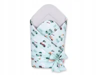 Rożki i beciki - Dwustronny rożek dla niemowląt miękki z wiązaniem - zajączki miętowe/ szary - miniaturka - grafika 1