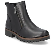 Botki damskie - Botki damskie Rieker 78556-00 zimowe skórzane ocieplane na zamki czarne-40 - miniaturka - grafika 1