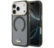 Etui i futerały do telefonów - Lacoste Shockproof Transparent Frosted Gold Logo MagSafe do iPhone 17 Pro Czarny - miniaturka - grafika 1