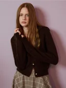 Swetry damskie - Reserved - Kardigan z moherem - ciemnobrązowy - miniaturka - grafika 1